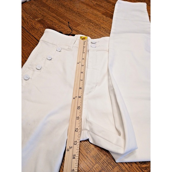 Joe's Jeans Bella White High Waisted Sailor Stylewith Silver Button Details - Picture 12 of 14